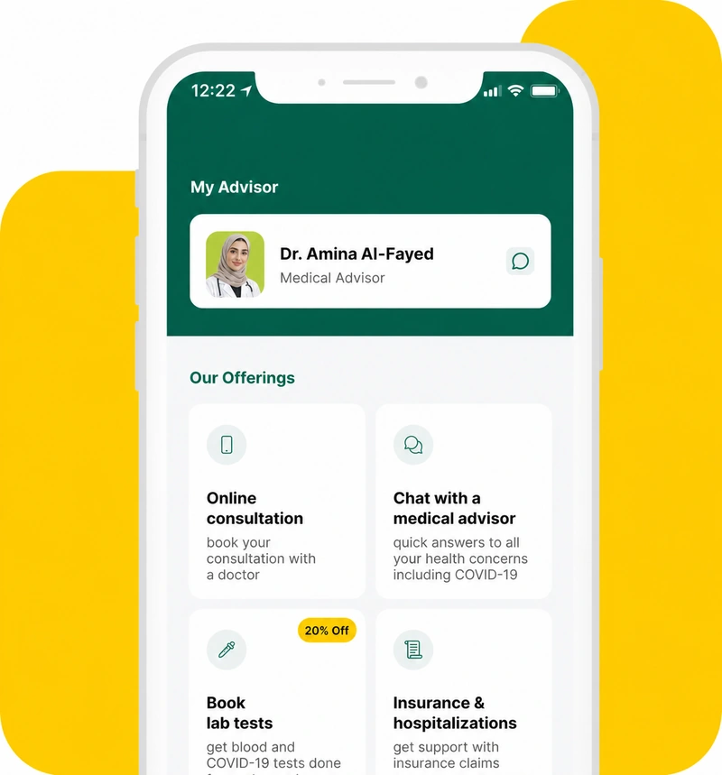 AmzoCare mobile app medical advisor screen