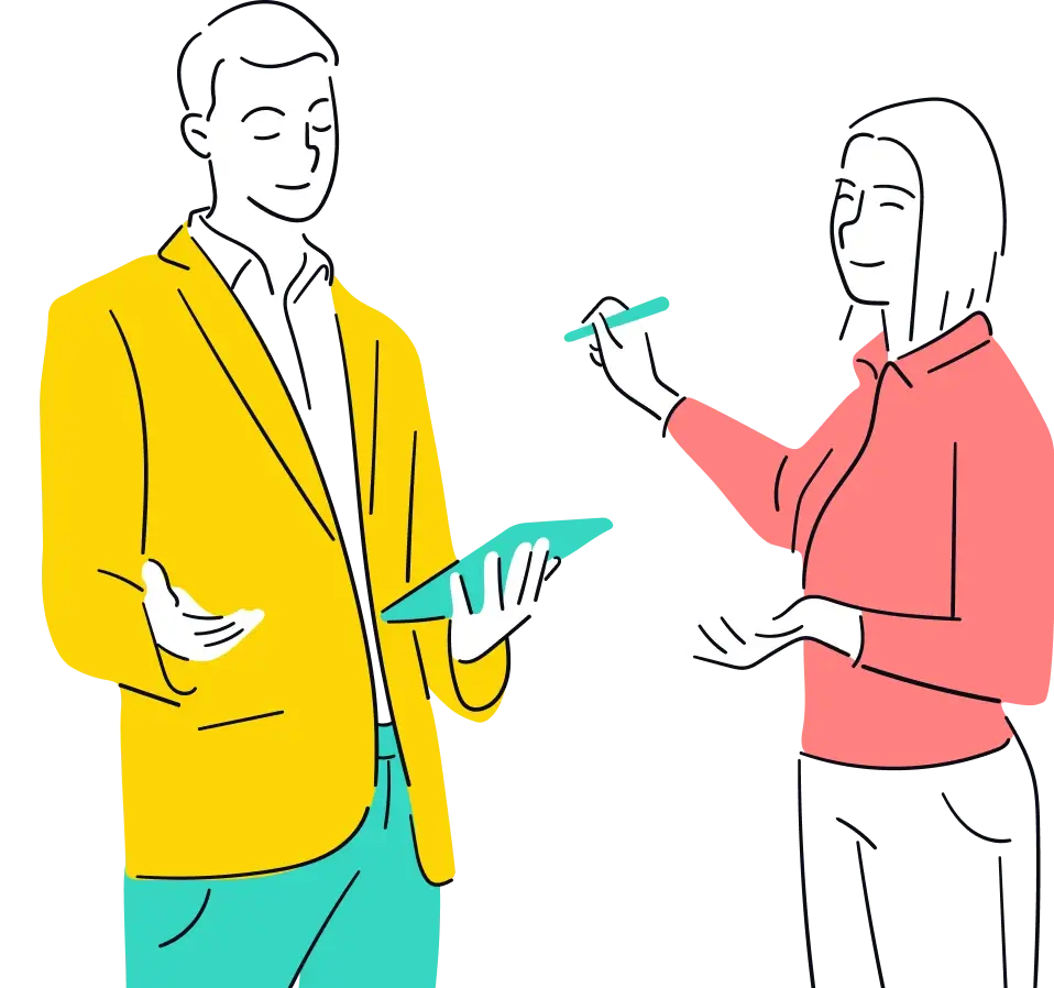 Two people reviewing a UAE benefits benchmarking report