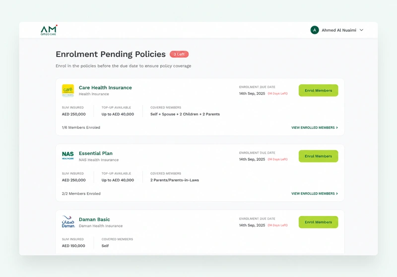 HRMS sync and endorsements screen