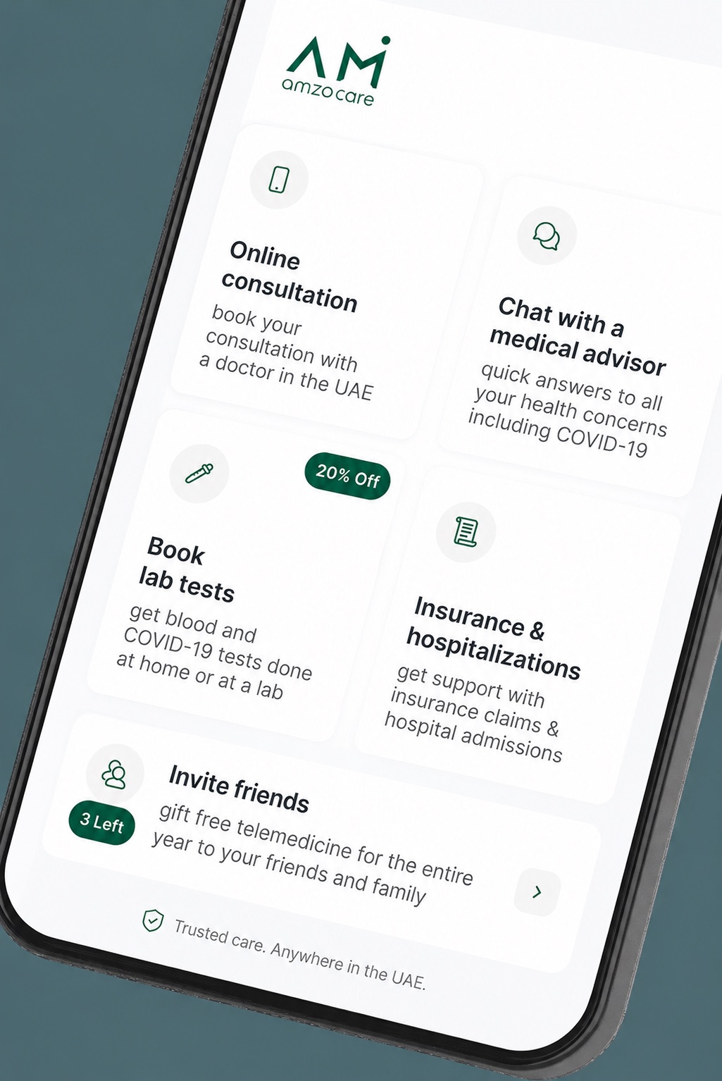 AmzoCare insurance policy details screen