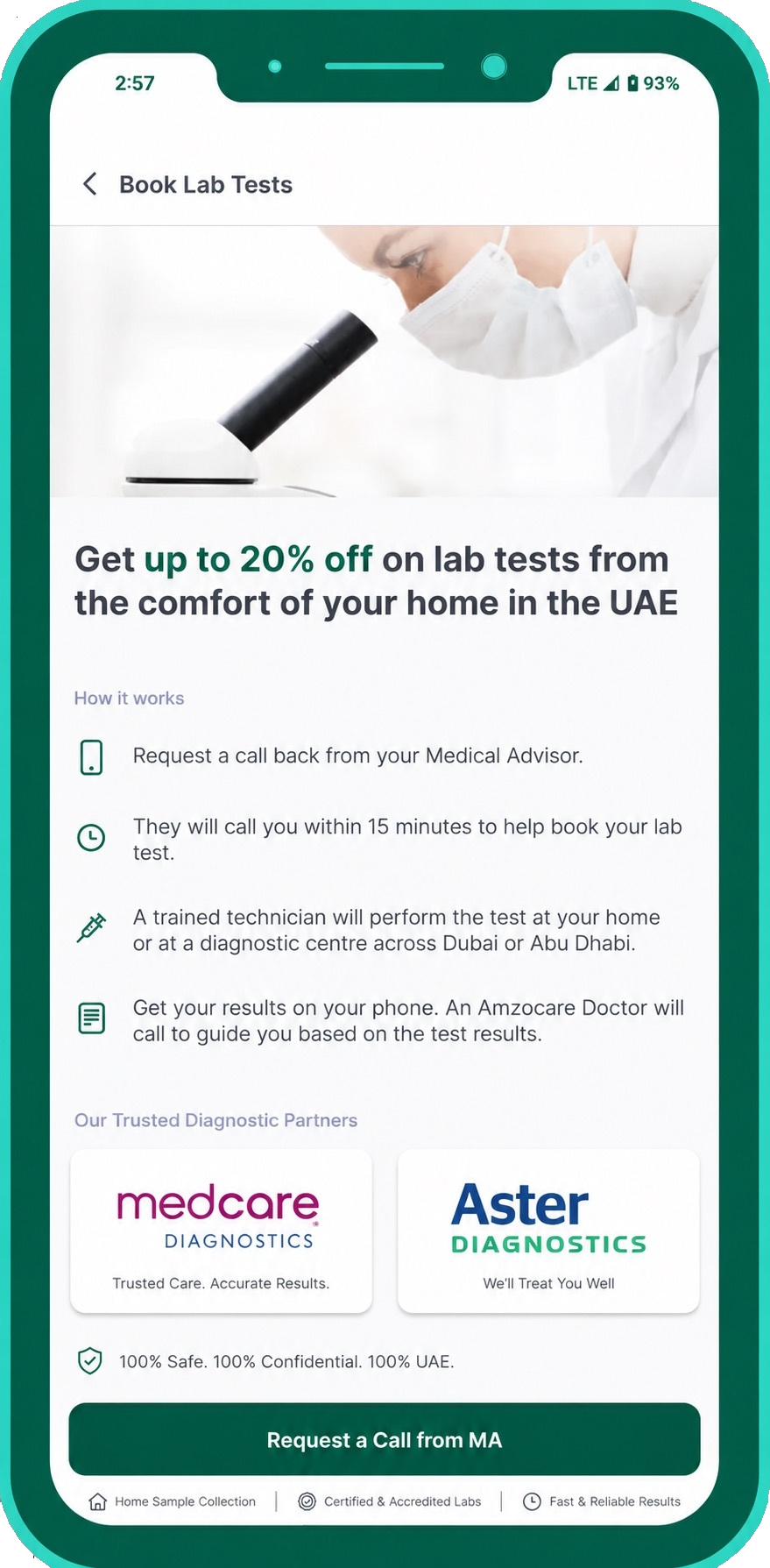UAE Pass sign-in screen in AmzoCare app