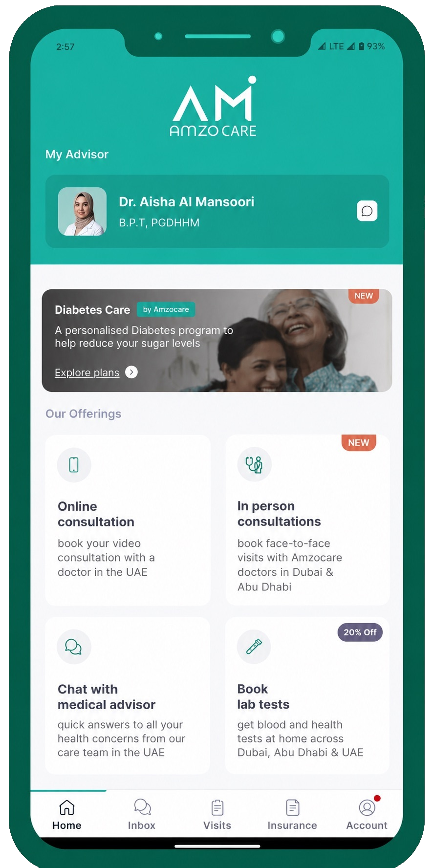 Lab tests screen in AmzoCare app